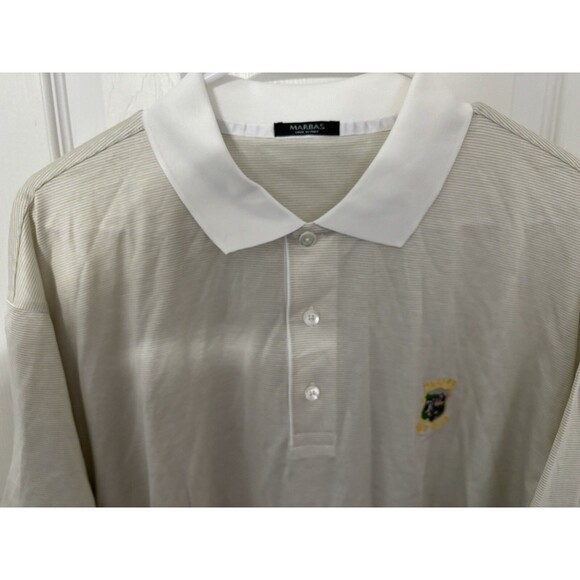 Marbas Men’s XL 100% Marcerized Cotton Short Sleeve White Strip Polo Shirt - Picture 2 of 8